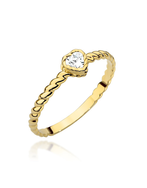 Pierścionek złoty pleciony z serduszkiem z cyrkonią (Rozmiar: 18 pr. 585 Gramatura: 1.12)