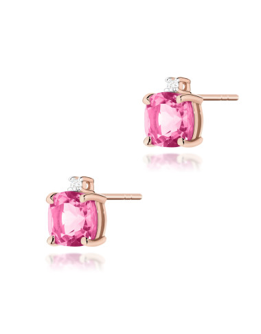 KOLCZYKI K0573, 2 X 1,10CT RÓŻOWY TOPAZ