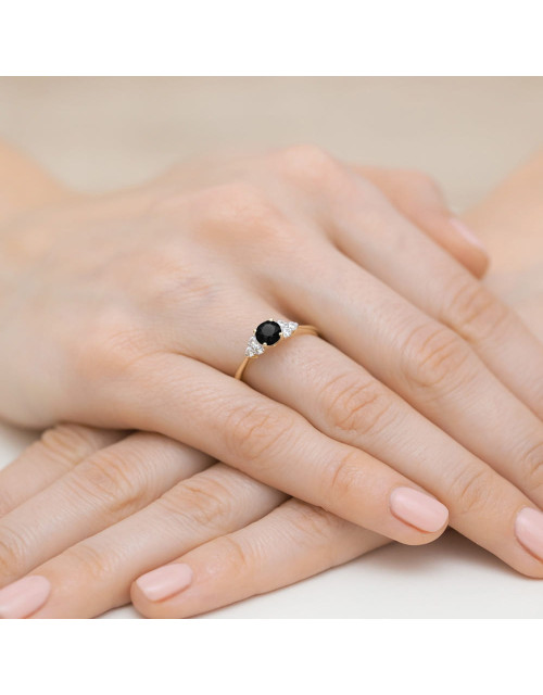 Pierscionek W0451-CZARNY DIAMNET