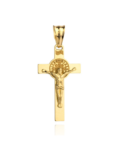 Złoty krzyżyk z Jezusem benedyktyński (Gramatura: 1.86)