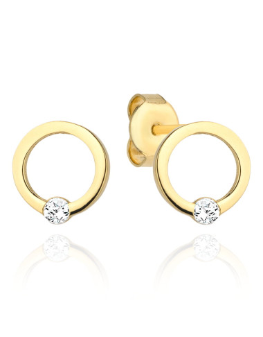 Kolczyki złote ring z jedną cyrkonią na dole (Gramatura: 0.98)