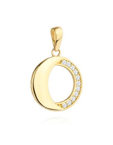 Zawieszka złote koło w połowie wysadzane cyrkoniami (Gramatura: 0.82)