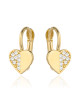 Kolczyki złote serduszko pół gładkie pół z cyrkonii (Gramatura: 1.24)