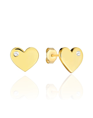 Kolczyki złote serduszko z białą cyrkonią z boku (Gramatura: 0.86)