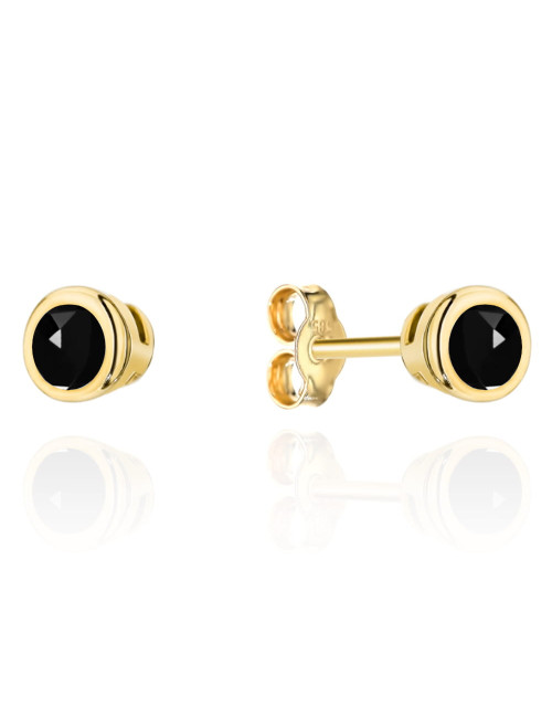 Kolczyki złote czarny kamień w złotej oprawie (Gramatura: 0.68)