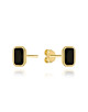 Kolczyki złote prostokąty z czarnym kamieniem (Gramatura: 1.27)