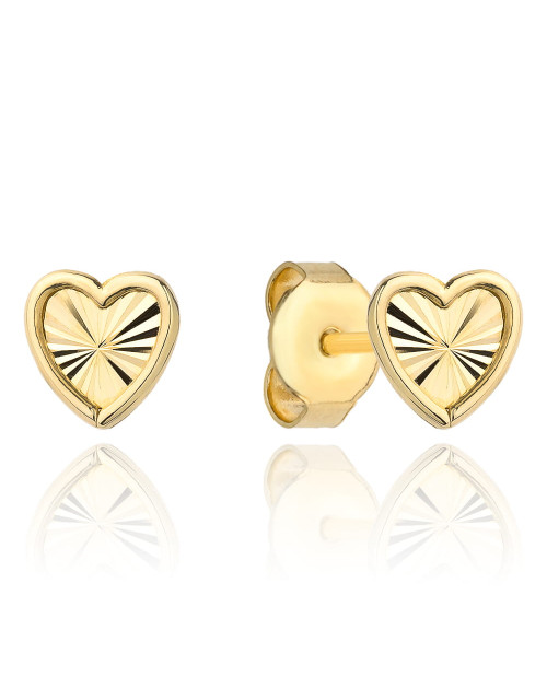 Kolczyki złote serduszka diamentowane super lekkie (Gramatura: 0.57)