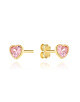 Kolczyki złote serduszka z różowym kamieniem (Gramatura: 0.91)