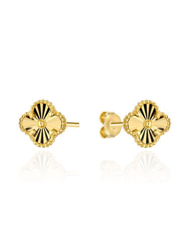 Kolczyki złote z diamentowaną koniczynką 8 mm (Gramatura: 1.91)