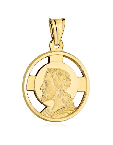 Medalik złoty okrągły wizerunek Jezusa bardzo duży (Gramatura: 4.13)