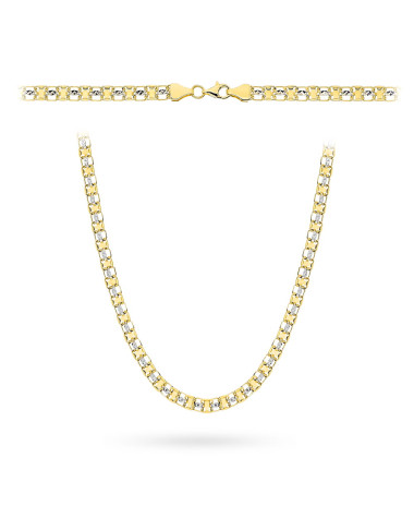 Naszyjnik złoty z kolekcji "PIATTO" w dwóch kolorach złota zdobiony diamentowaniem (Rozmiar pr. 585: 45 cm Gramatura: 11.31)