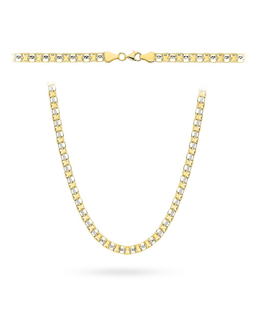 Naszyjnik złoty z kolekcji "PIATTO" w dwóch kolorach złota zdobiony diamentowaniem (Rozmiar pr. 585: 45 cm Gramatura: 11.31)