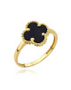 Pierścionek złoty koniczynka z czarnym kamieniem (Rozmiar pr. 585: 12 Gramatura: 2.60)