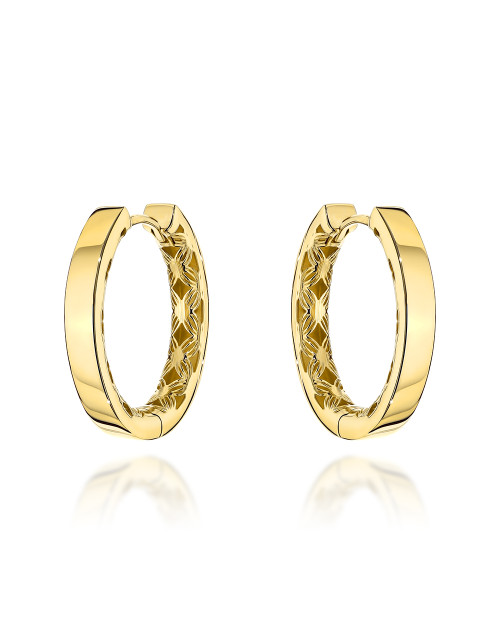 Kolczyki złote kółka gładkie wewnętrznie zdobione ażurem (Gramatura: 2.90)