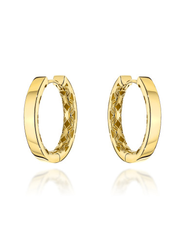 Kolczyki złote kółka gładkie wewnętrznie zdobione ażurem (Gramatura: 2.95)