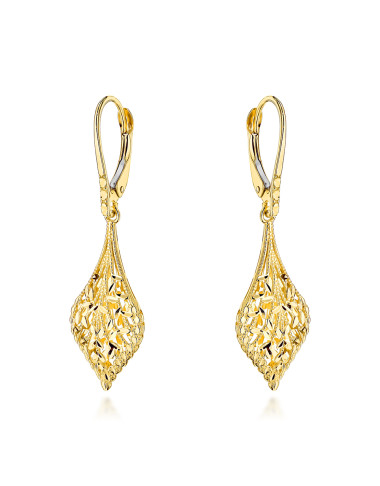 Kolczyki złote listki zdobione diamentowaniem (Gramatura: 2.64)