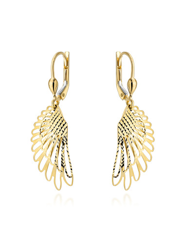 Kolczyki złote skrzydła zdobione diamentowaniem (Gramatura: 2.76)