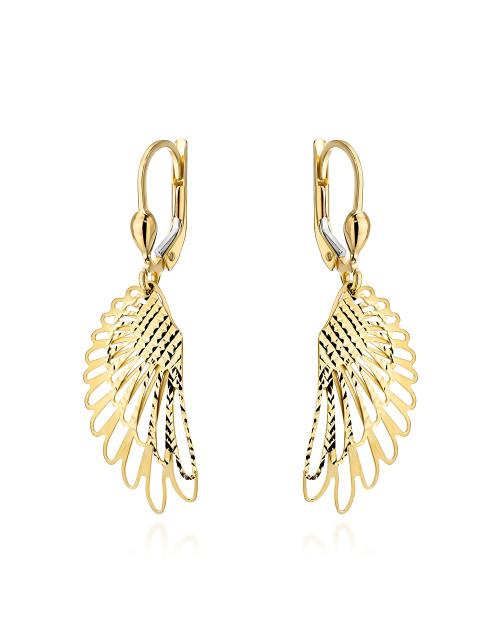 Kolczyki złote skrzydła zdobione diamentowaniem (Gramatura: 2.76)