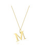 Naszyjnik N0069 z diamentami - literka N - żółte złoto