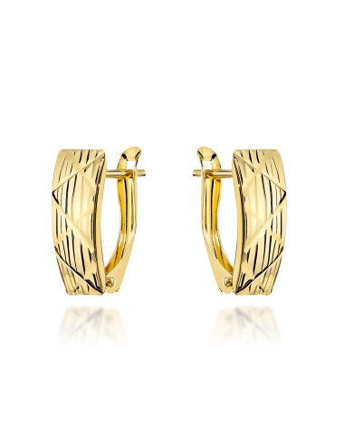 Kolczyki złote zdobione diamentowanymi paskami (Gramatura: 1.46)