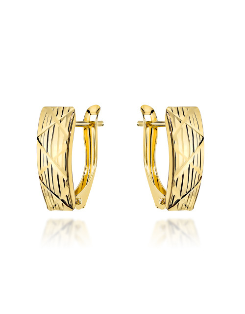 Kolczyki złote zdobione diamentowanymi paskami (Gramatura: 1.46)