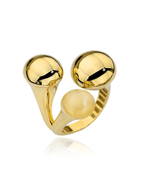 Pierścionek złoty z kolekcji "BONO ROSSO" - zdobiony kulkami (Rozmiar pr. 585: 12 Gramatura: 5.23)