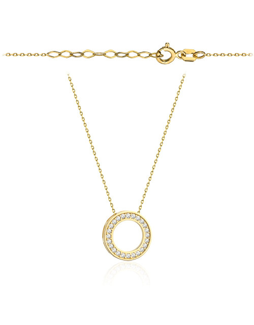 Naszyjnik złoty ring oprawiony cyrkoniami (Gramatura: 1.83)