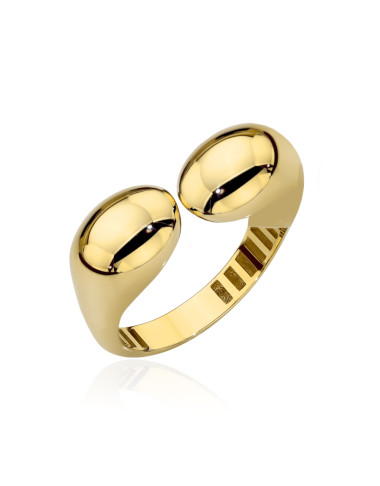 Pierścionek złoty z wydłużonymi gładkimi kulkami (Rozmiar pr. 585: 14 Gramatura: 2.40)