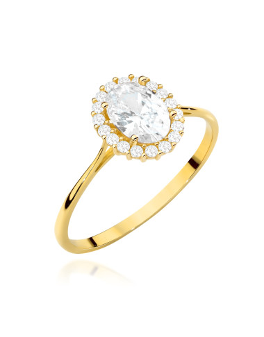 Pierścionek złoty owal oprawiony cyrkoniami (Rozmiar pr. 585: 11 Gramatura: 1.48)