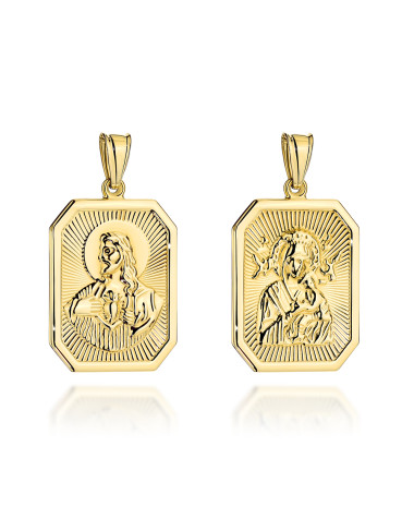 Medalik złoty dwustronny z wizerunkiem Jezusa oraz Matki Boskiej z Dzieciątkiem (Gramatura: 1.74)