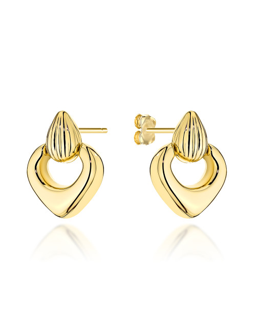 Kolczyki złote żłobiona łezka z wiszącą ruchomą łezką (Gramatura: 2.92)