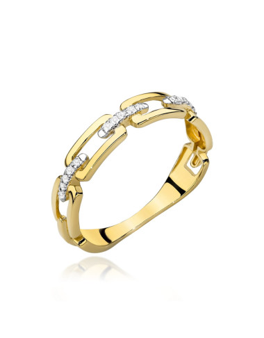 Pierścionek złoty łańcuch z cyrkoniami (Rozmiar: 14  pr. 585 Gramatura: 1.75)