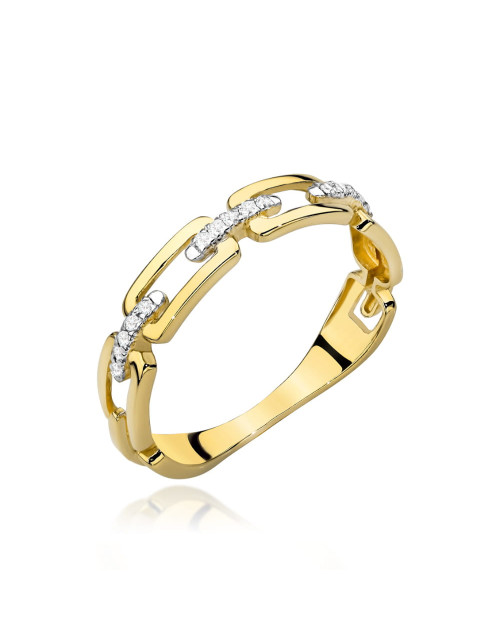 Pierścionek złoty łańcuch z cyrkoniami (Rozmiar: 14  pr. 585 Gramatura: 1.75)