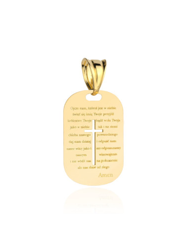 Medalik złoty z krzyżem i modlitwą Ojcze Nasz na blaszce (Gramatura: 1.47)