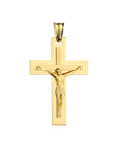 Krzyżyk złoty z Jezusem zdobiony satynowaniem (Gramatura: 3.80)