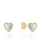 Kolczyki złote serduszka z opalem na sztyfcie (Gramatura: 0.99)