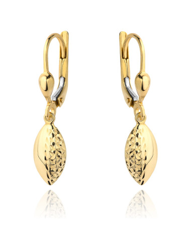 Kolczyki złote wiszące owal pół diamentowany (Gramatura: 1.57)