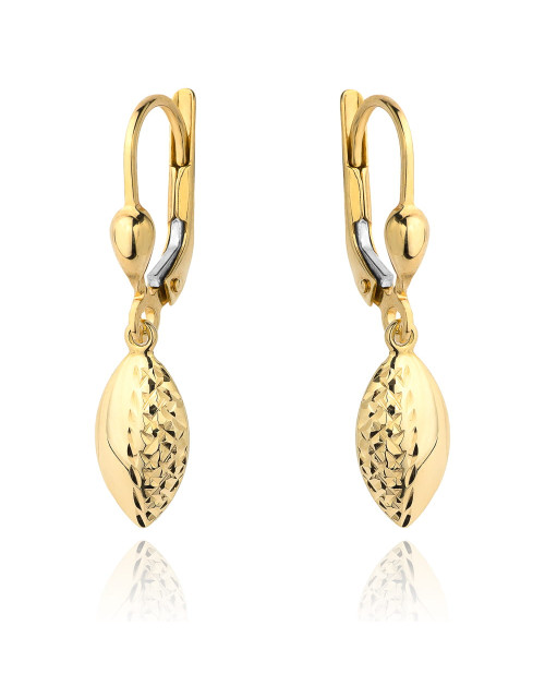 Kolczyki złote wiszące owal pół diamentowany (Gramatura: 1.57)