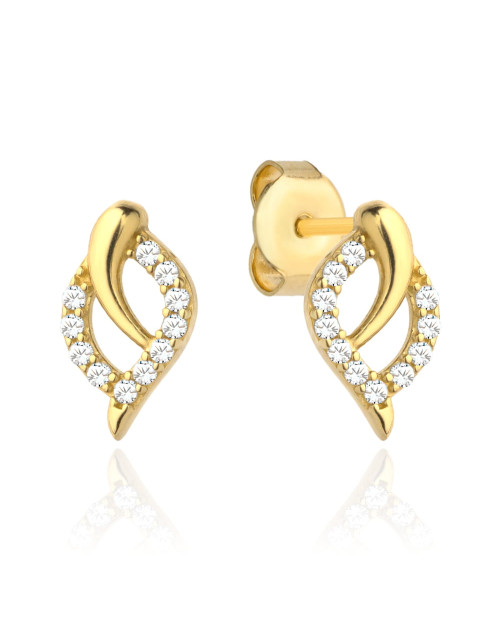 Kolczyki złoty listek z częścią z cyrkonii (Gramatura: 0.96)