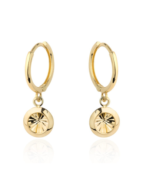 Kolczyki złote wiszące kółko z diamentowaniem (Gramatura: 1.48)