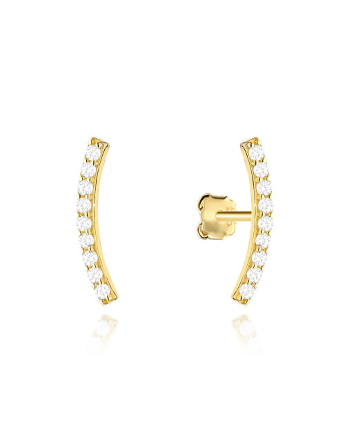 Kolczyki złote zaokrąglone pałeczki z cyrkoniami (Gramatura: 0.57)