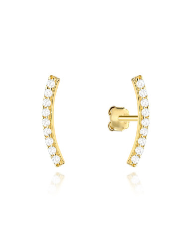 Kolczyki złote zaokrąglone pałeczki z cyrkoniami (Gramatura: 0.56)