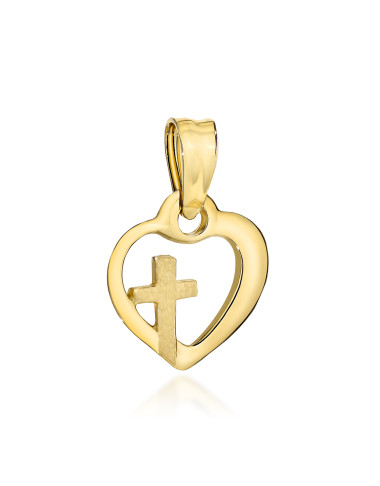 Zawieszka złota serce z krzyżykiem (Gramatura: 0.92)