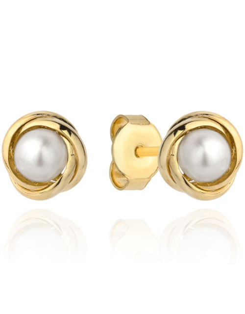 Kolczyki z perłą w złotej oprawie (Gramatura: 1.56)