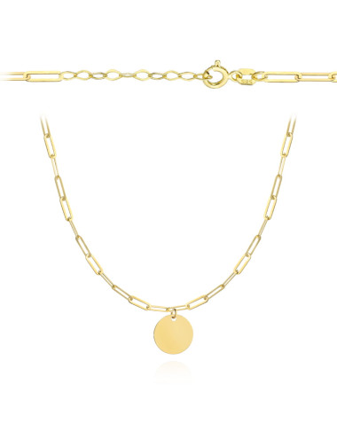 Naszyjnik złote ogniwa i pełne koło z przedłużką (Gramatura: 3.67)