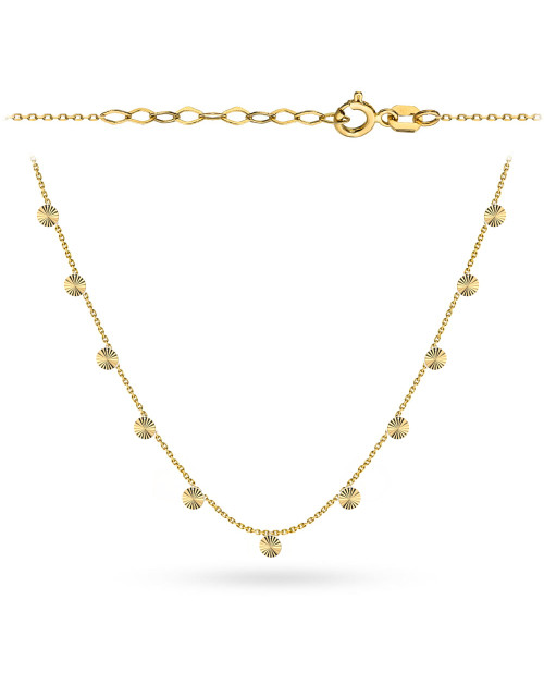 Naszyjnik złoty z diamentowanymi kółeczkami 39+3 cm (Gramatura: 1.33)