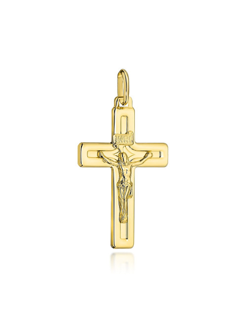 Krzyżyk złoty błyszczący z ukrzyżowanym Jezusem (Gramatura: 0.82)