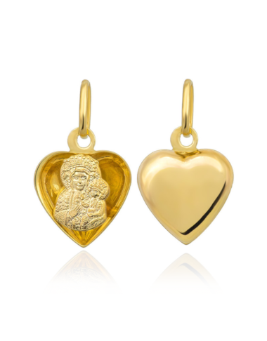 Medalik złoty Matka Boska Częstochowska w sercu (Gramatura: 0.58)