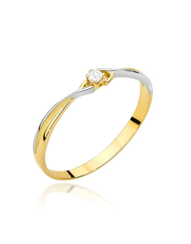 Pierścionek dwa kolory złota i cyrkonia (Rozmiar pr. 585: 19 Gramatura: 1.32)
