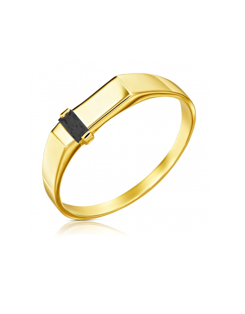 Pierścionek złoty sygnet z czarnym kamieniem (Rozmiar pr. 585: 12 Gramatura: 1.21)